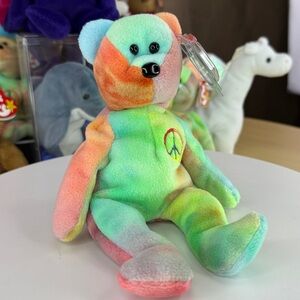 ☮️❤️PVC German Nürnberg Tag - Rare Hanging Chad - TY Peace 1996 - MWMT